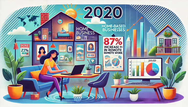 Home-based business tax deductions: This illustration features a vibrant home office with a remote worker, highlighting the significant increase in remote work and the benefits of home-based businesses, such as reduced overhead costs and increased flexibility.